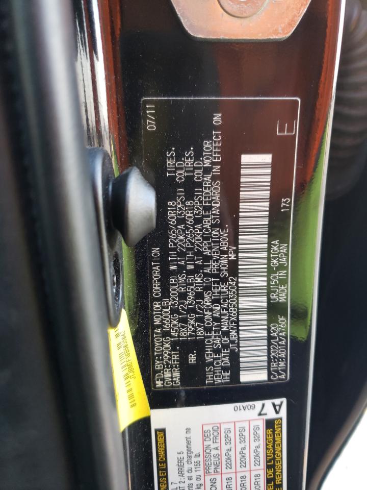2011 Lexus GX VIN JTJBM7FX6B5035042 Copart auction photo, normal wear / mechanical damage thumbnail 13