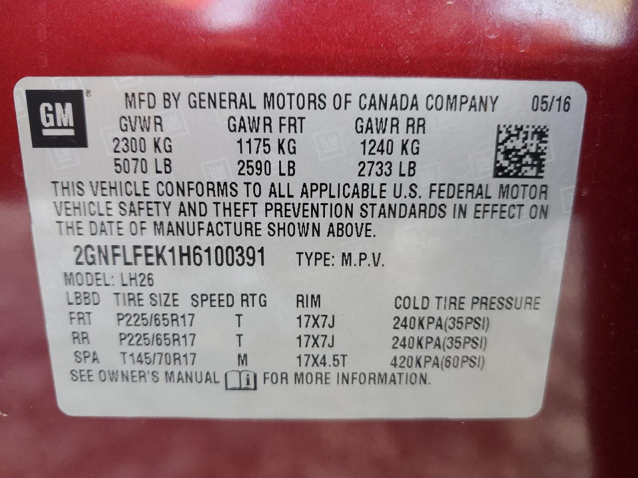 2017 Chevrolet Equinox VIN 2GNFLFEK1H6100391 Copart auction photo, front end damage thumbnail 14