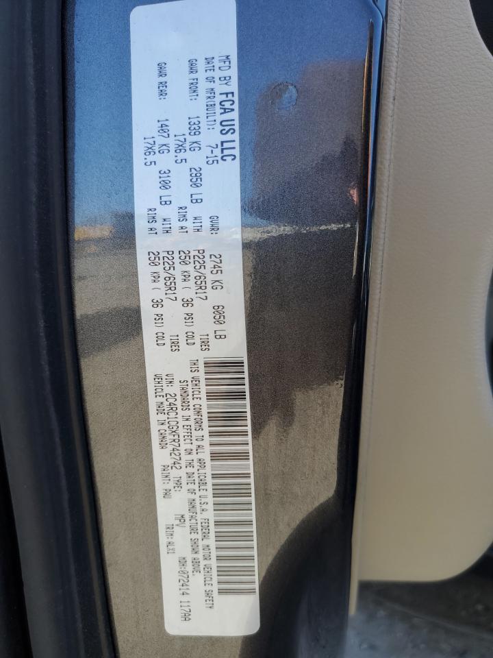 2015 Chrysler Town & Country VIN 2C4RC1CGXFR742742 Copart auction photo, normal wear / minor dent/scratches damage thumbnail 13