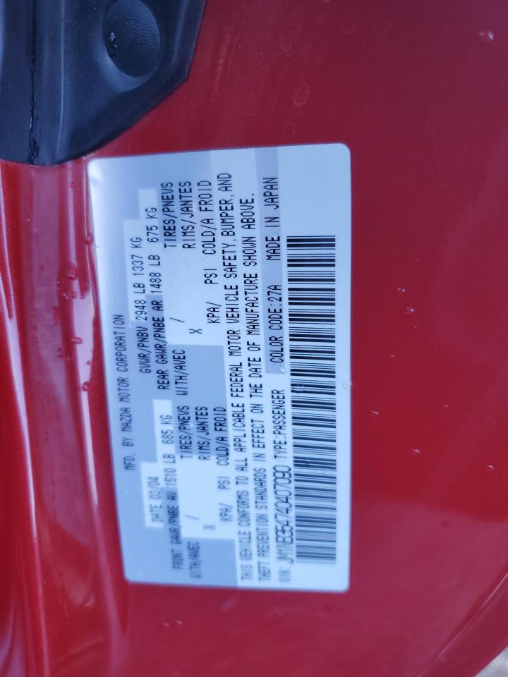 2004 Mazda MX-5 VIN JM1NB354740407090 Copart auction photo, rear end / minor dent/scratches damage thumbnail 12