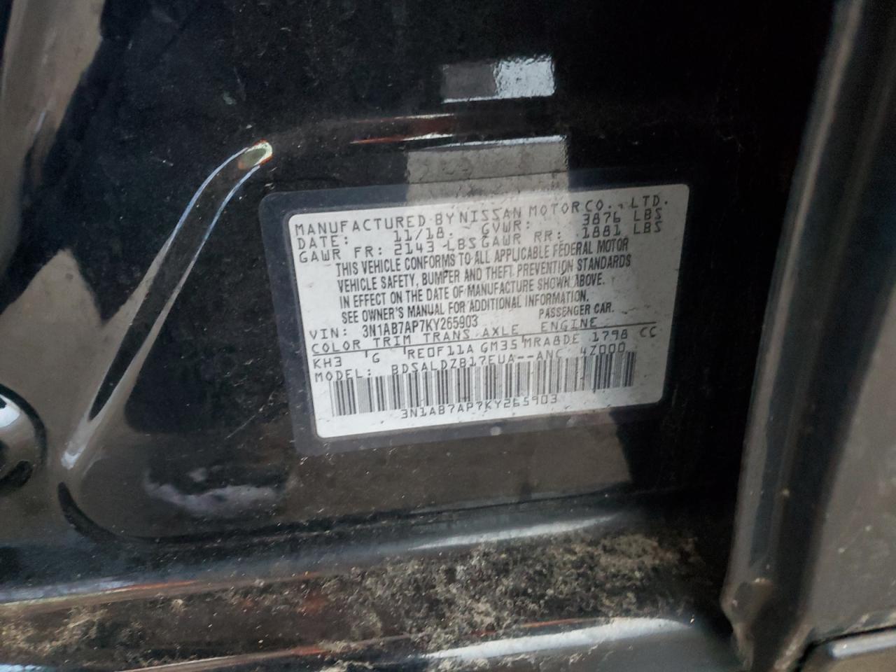 2019 Nissan Sentra VIN 3N1AB7AP7KY265903 Copart auction photo, front end damage thumbnail 15