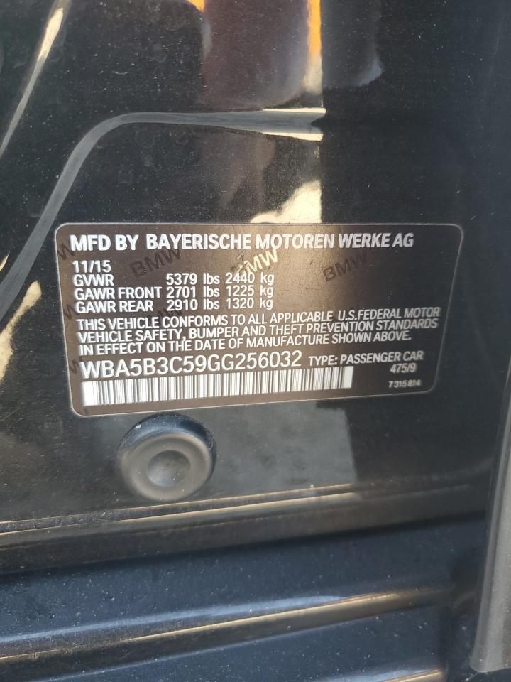 2016 BMW 5er VIN WBA5B3C59GG256032 Copart auction photo, water/flood / minor dent/scratches damage thumbnail 13