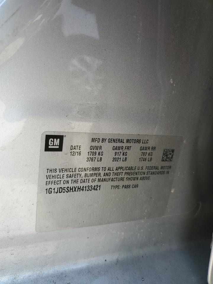 2017 Chevrolet Sonic VIN 1G1JD5SHXH4133421 Copart auction photo, all over / undercarriage damage thumbnail 13