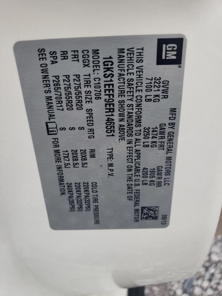 2014 GMC Yukon VIN 1GKS1EEF9ER146551 Copart auction photo, side damage thumbnail 15