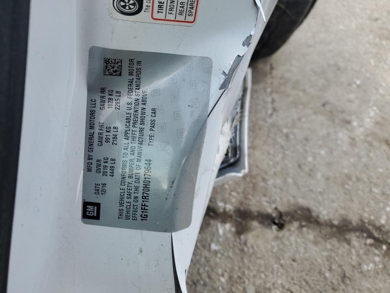 2017 Chevrolet Camaro VIN 1G1FF1R70H0179644 Copart auction photo, all over / undercarriage damage thumbnail 12