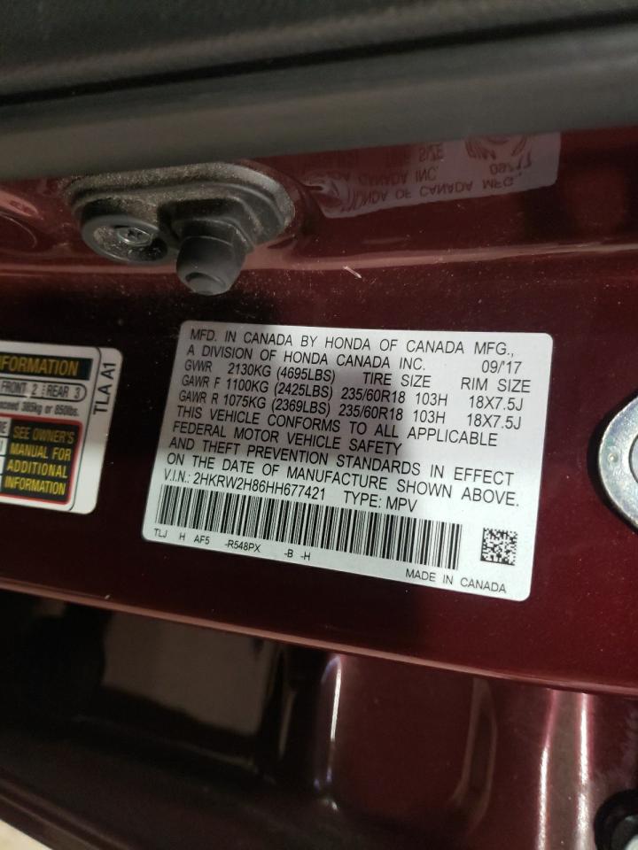 2017 Honda CR-V VIN 2HKRW2H86HH677421 Copart auction photo, side / rear end damage thumbnail 13