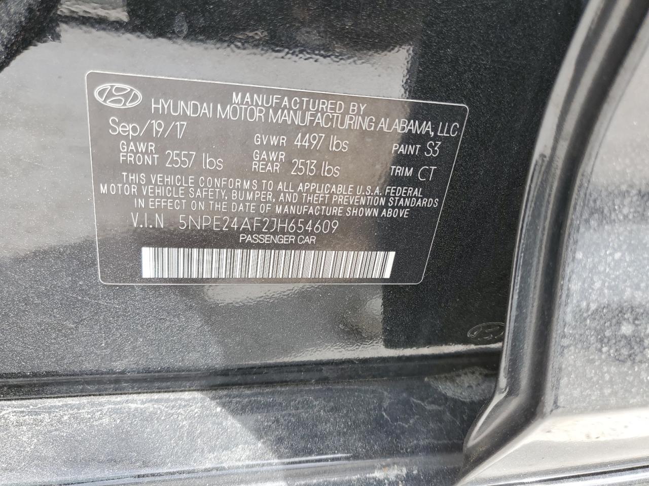 2018 Hyundai Sonata VIN 5NPE24AF2JH654609 Copart auction photo, front end / minor dent/scratches damage thumbnail 12