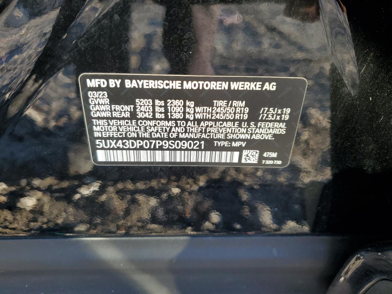 2023 BMW X3 VIN 5UX43DP07P9S09021 Copart auction photo, front end damage thumbnail 15