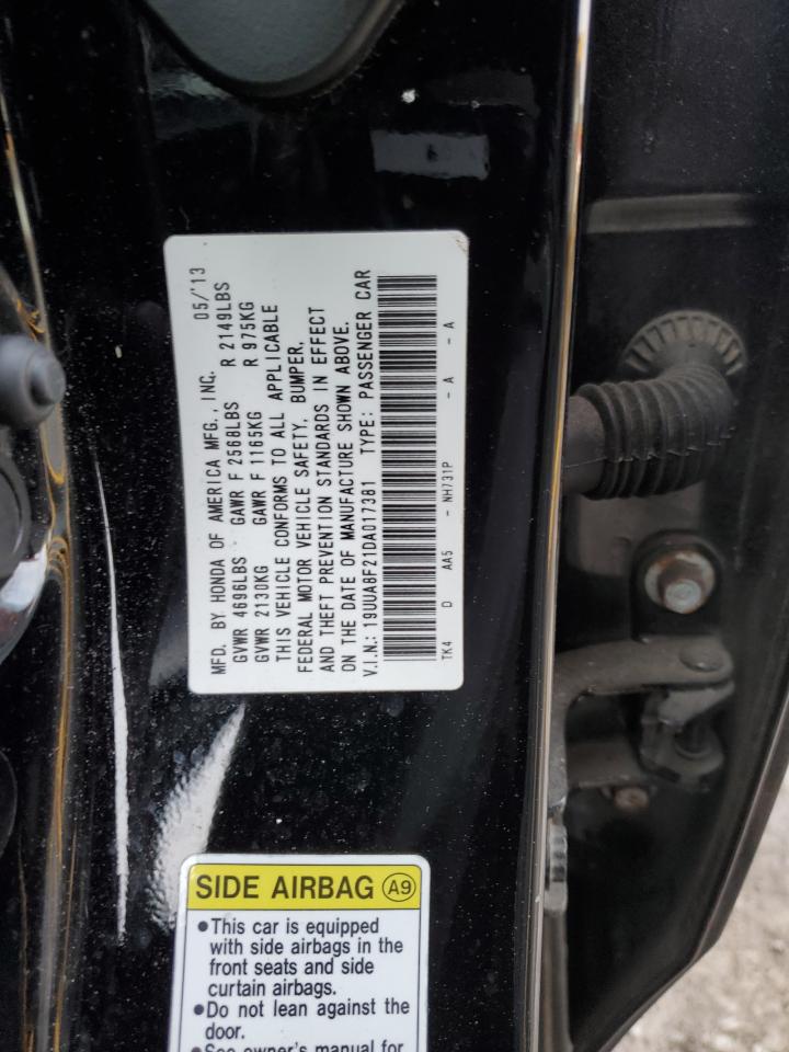 2013 Acura TL VIN 19UUA8F21DA017381 Copart auction photo, rear end / front end damage thumbnail 13