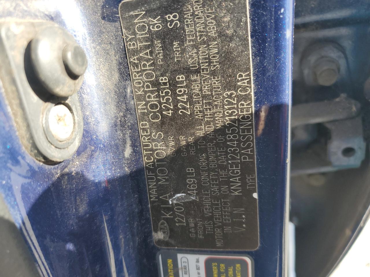 2008 KIA Optima VIN KNAGE123485213123 Copart auction photo, mechanical damage thumbnail 12