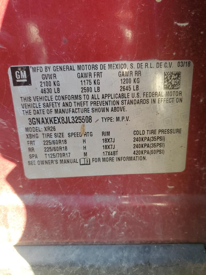 2018 Chevrolet Equinox VIN 3GNAXKEX8JL325508 Copart auction photo, biohazard/chemical / front end damage thumbnail 13