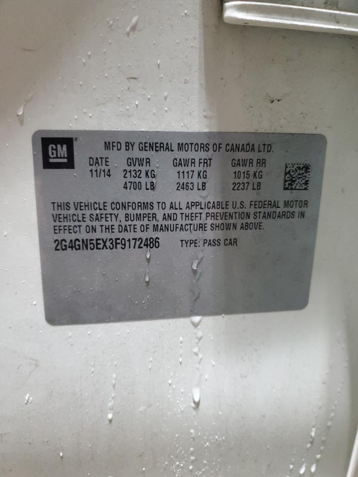 2015 Buick Regal VIN 2G4GN5EX3F9172486 Copart auction photo, front end / rear end damage thumbnail 12