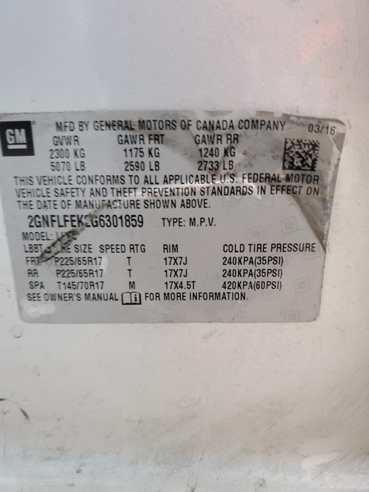 2016 Chevrolet Equinox VIN 2GNFLFEK2G6301859 Copart auction photo, rear end damage thumbnail 13