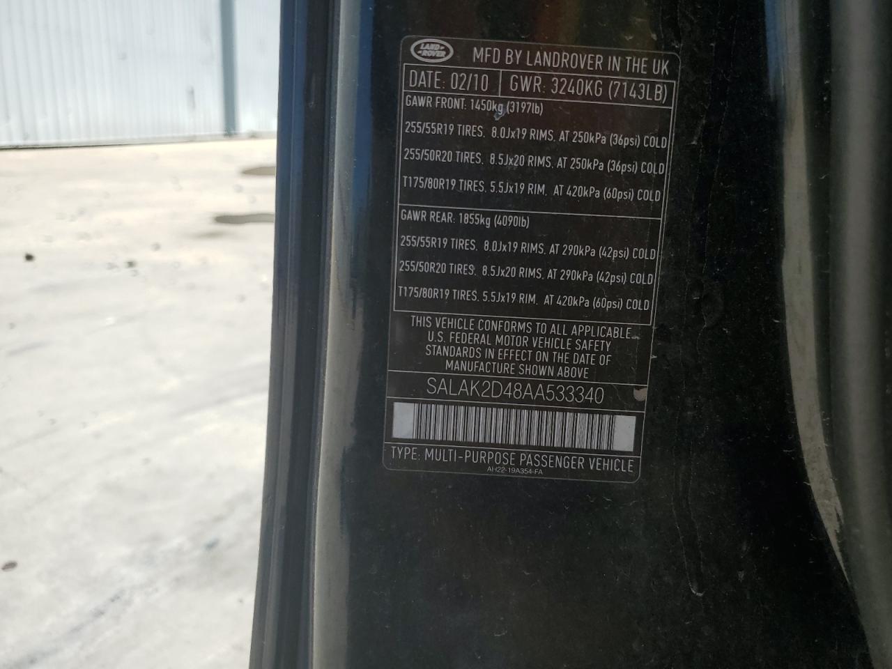 2010 Land Rover LR4 VIN SALAK2D48AA533340 Copart auction photo, vandalism damage thumbnail 14