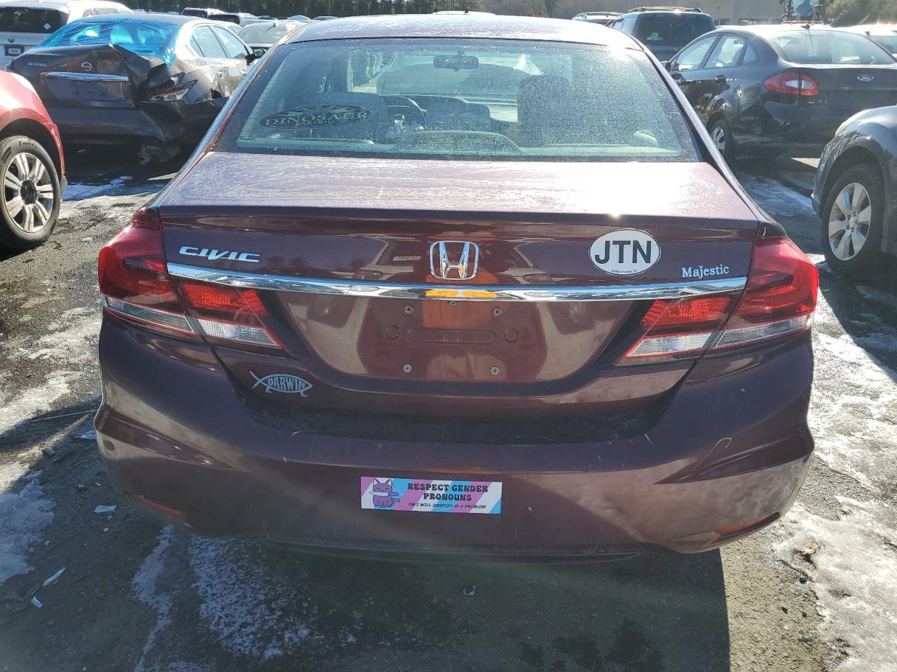 2014 Honda Civic VIN 2HGFB2F54EH510567 Copart auction photo, front end / side damage thumbnail 6