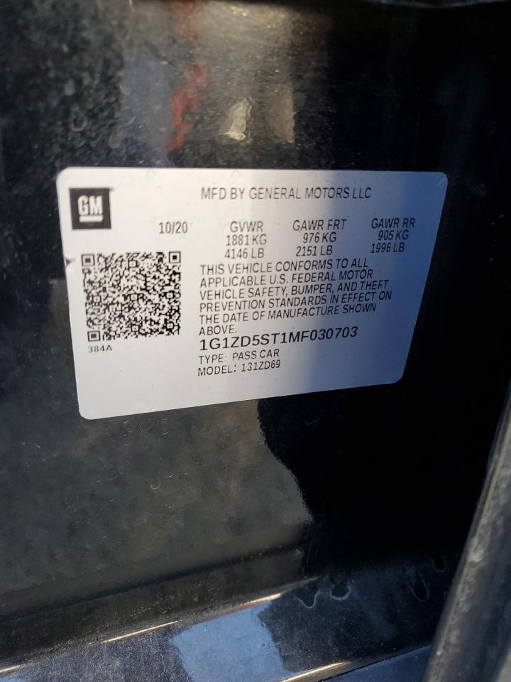2021 Chevrolet Malibu VIN 1G1ZD5ST1MF030703 Copart auction photo, all over damage thumbnail 12