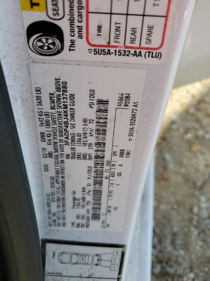 2019 Ford Fiesta VIN 3FADP4BJ4KM137880 Copart auction photo, front end damage thumbnail 15