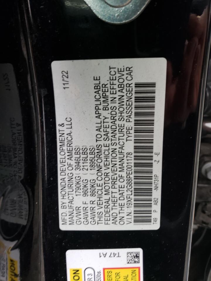 2023 Honda Civic VIN 19XFL2G88PE001178 Copart auction photo, front end / side damage thumbnail 14