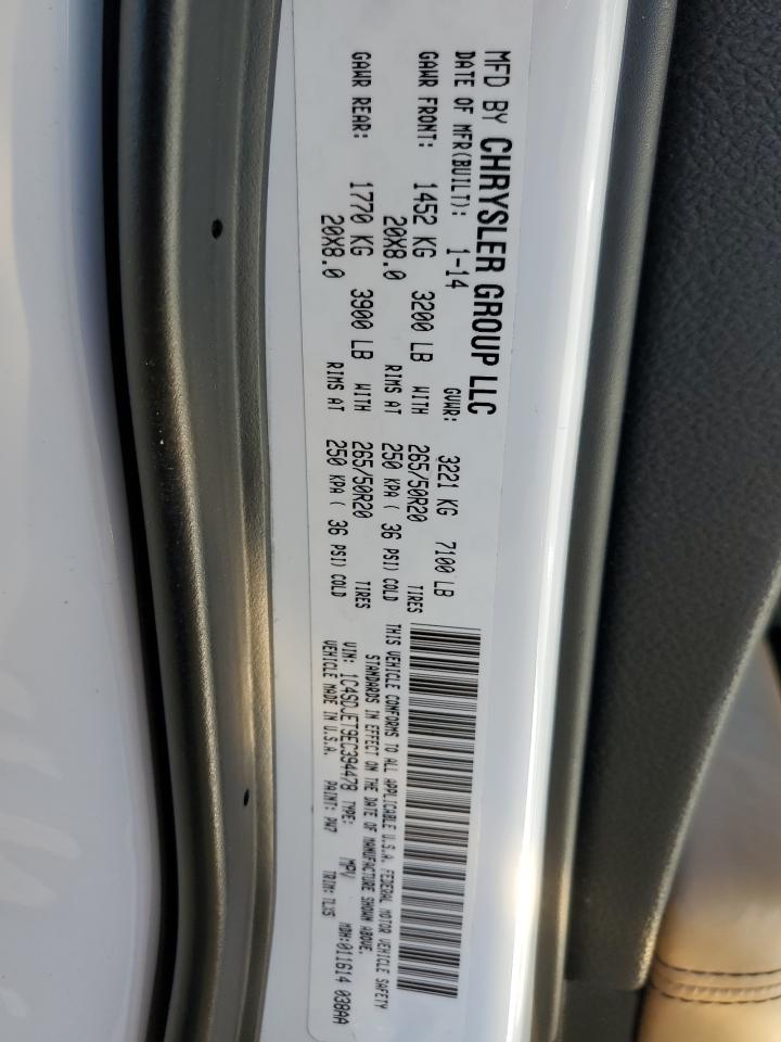 2014 Dodge Durango VIN 1C4SDJET9EC394478 Copart auction photo, front end / side damage thumbnail 14