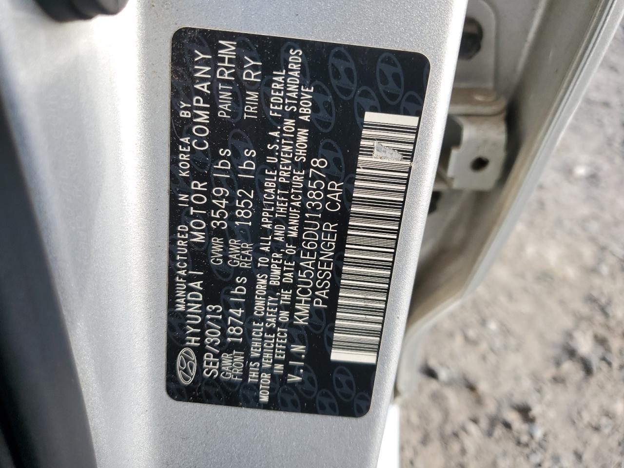 2013 Hyundai Accent VIN KMHCU5AE6DU138578 Copart auction photo, all over / undercarriage damage thumbnail 13