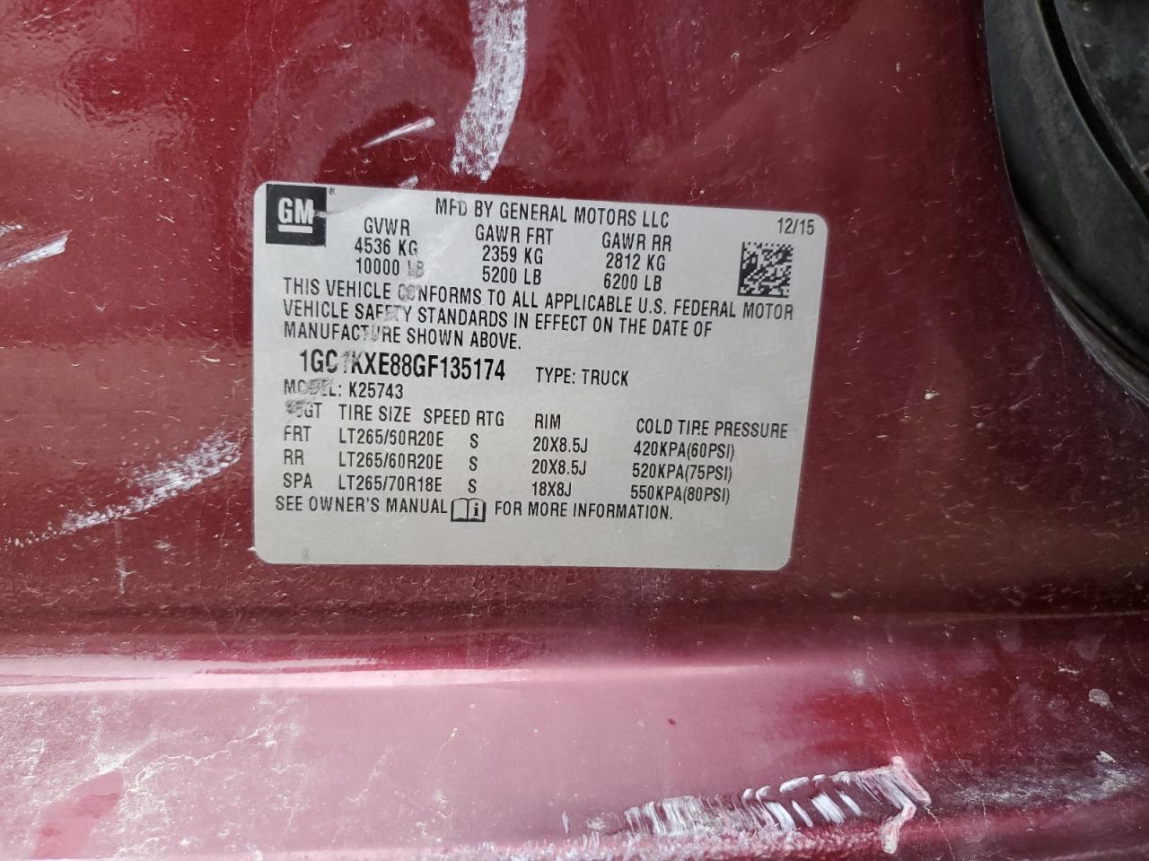 2016 Chevrolet Silverado VIN 1GC1KXE88GF135174 Copart auction photo, side damage thumbnail 12