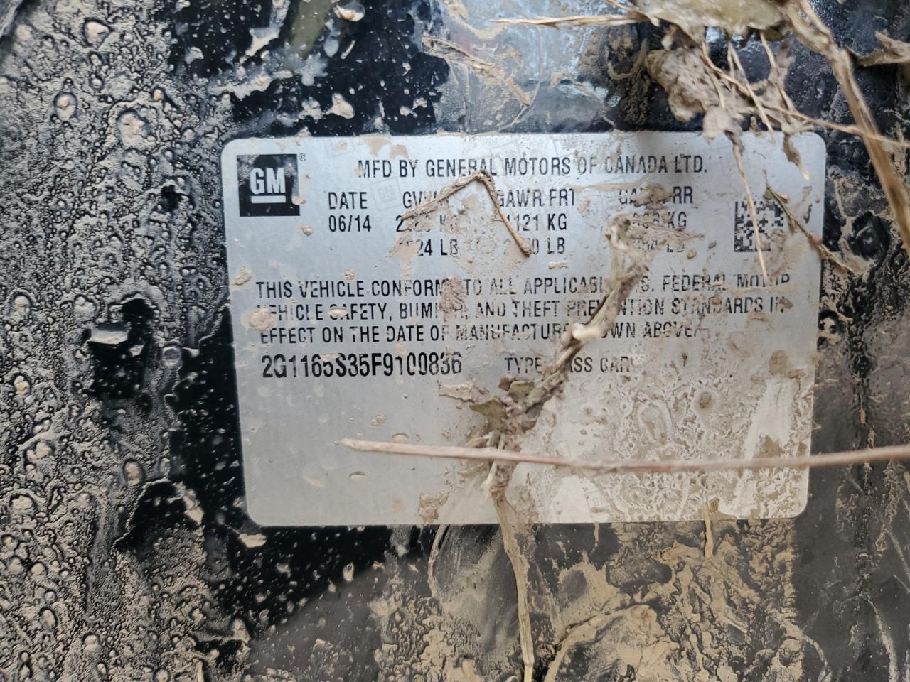 2015 Chevrolet Impala VIN 2G1165S35F9100836 Copart auction photo, rollover damage thumbnail 13