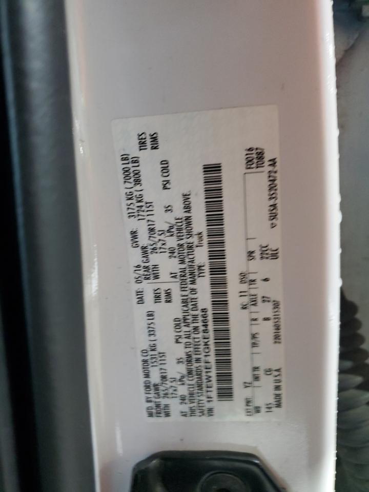 2016 Ford F-150 VIN 1FTEW1EF1GKE84668 Copart auction photo, front end / minor dent/scratches damage thumbnail 12