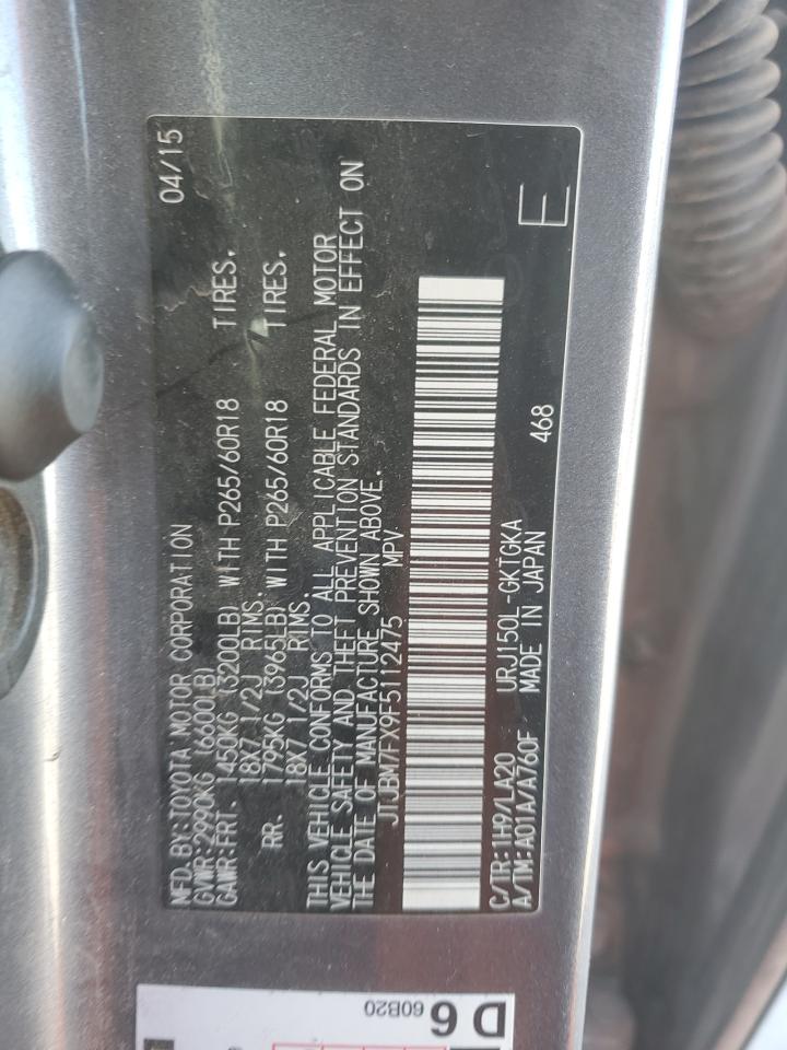 2015 Lexus GX VIN JTJBM7FX9F5112475 Copart auction photo, all over damage thumbnail 14