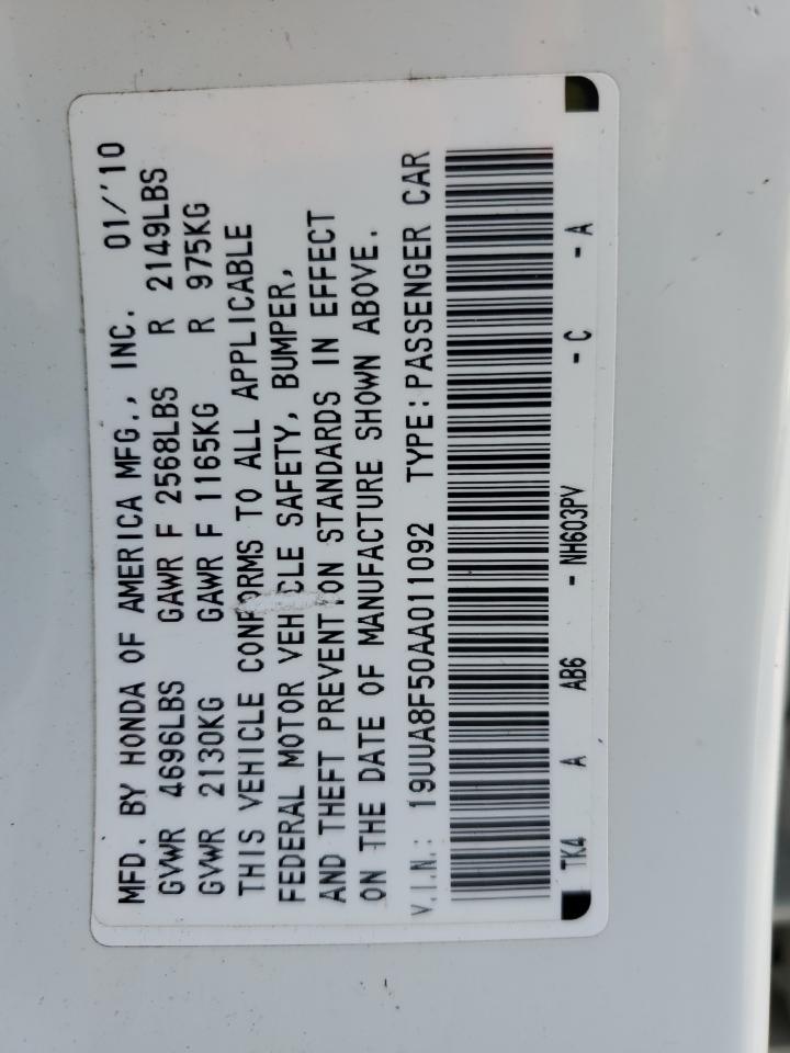 2010 Acura TL VIN 19UUA8F50AA011092 Copart auction photo, front end damage thumbnail 14
