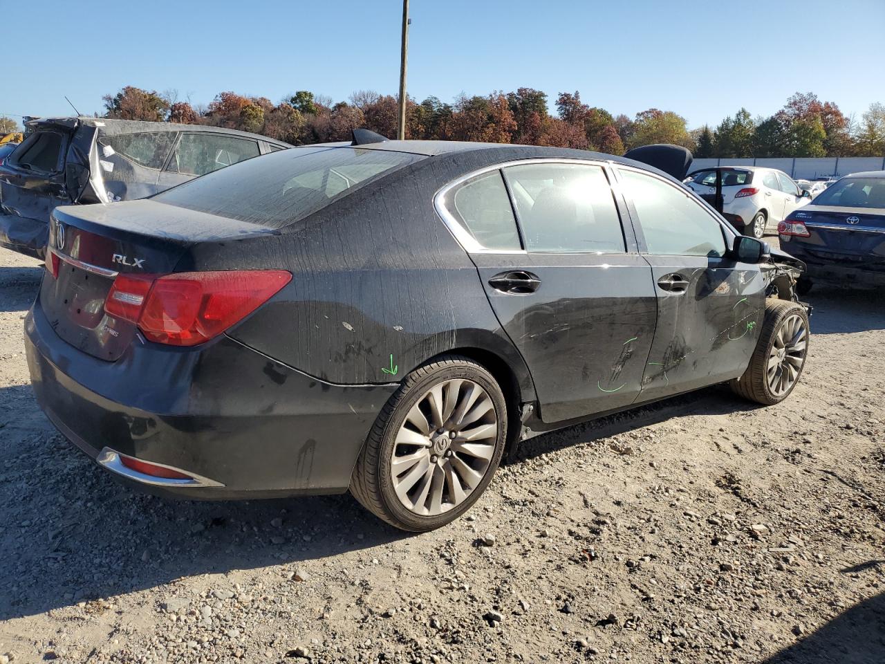 2014 Acura RLX VIN JH4KC1F50EC003834 Copart auction photo, front end / side damage thumbnail 3