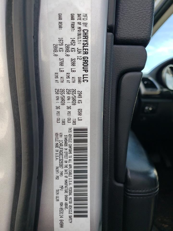 2012 Jeep Grand Cherokee VIN 1C4RJFAG8CC329387 Copart auction photo, hail / front end damage thumbnail 13