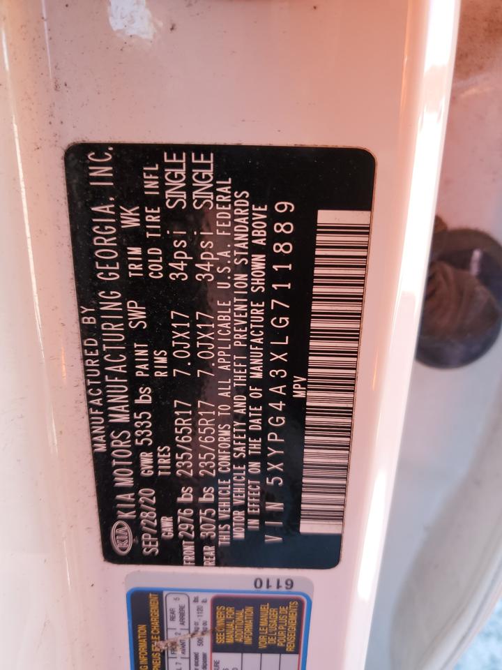 2020 KIA Sorento VIN 5XYPG4A3XLG711889 Copart auction photo, front end damage thumbnail 13