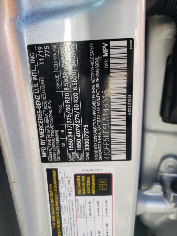 2020 Mercedes-Benz GLS-klasse VIN 4JGFF5KE5LA148315 Copart auction photo, rear end damage thumbnail 15