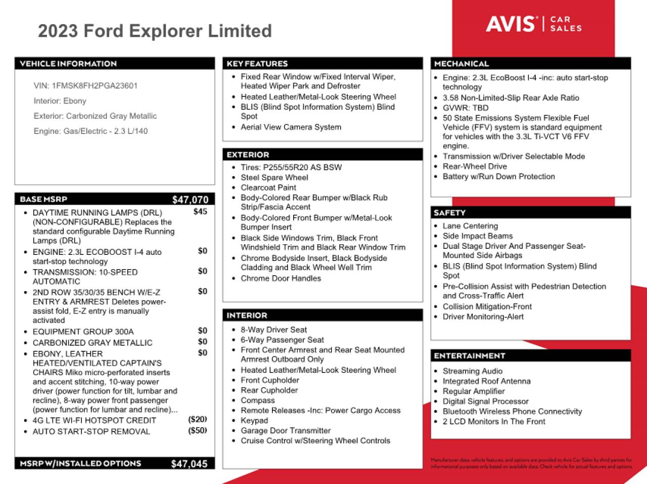 2023 Ford Explorer VIN 1FMSK8FH2PGA23601 Copart auction photo, rear end / minor dent/scratches damage thumbnail 13