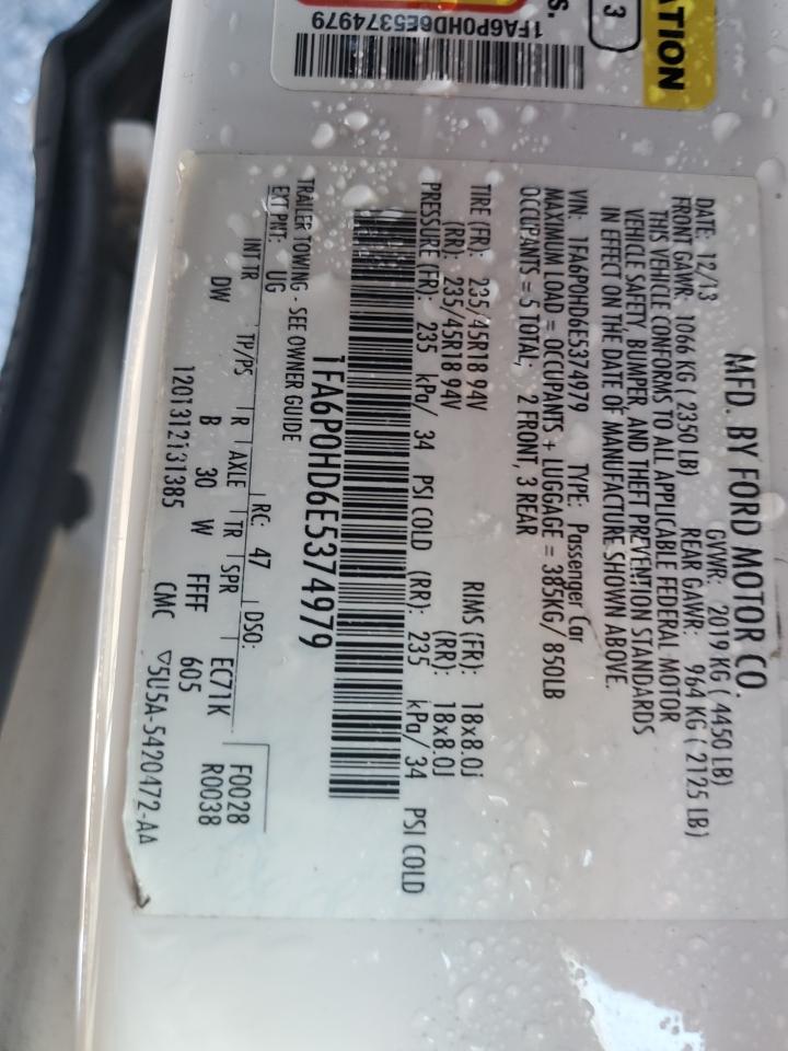 2014 Ford Fusion VIN 1FA6P0HD6E5374979 Copart auction photo, front end damage thumbnail 12