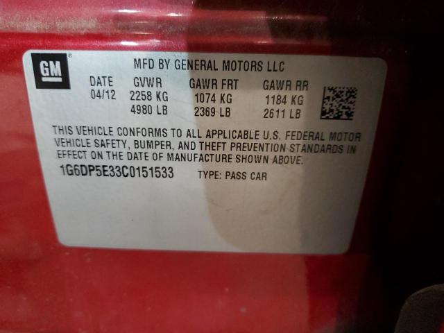 2012 Cadillac CTS VIN 1G6DP5E33C0151533 Copart auction photo, front end / mechanical damage thumbnail 12