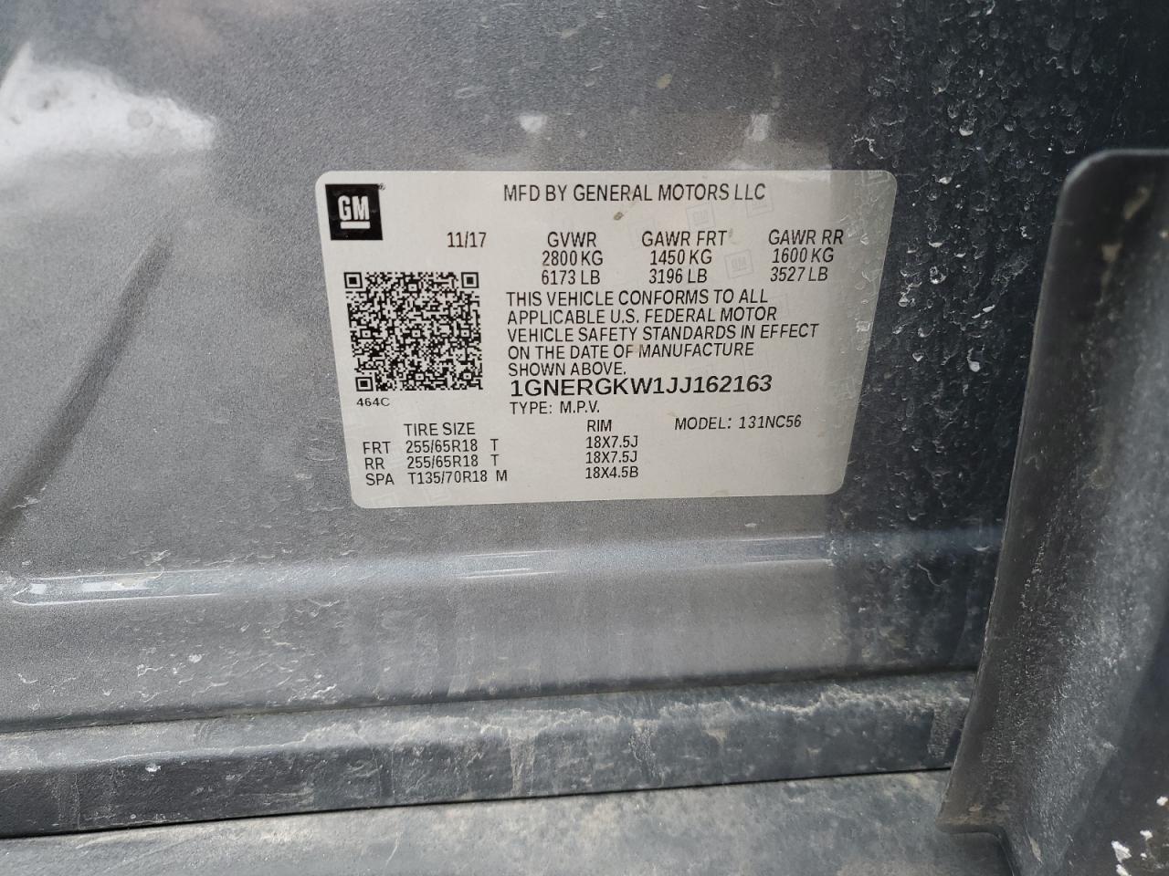 2018 Chevrolet Traverse VIN 1GNERGKW1JJ162163 Copart auction photo, front end damage thumbnail 13