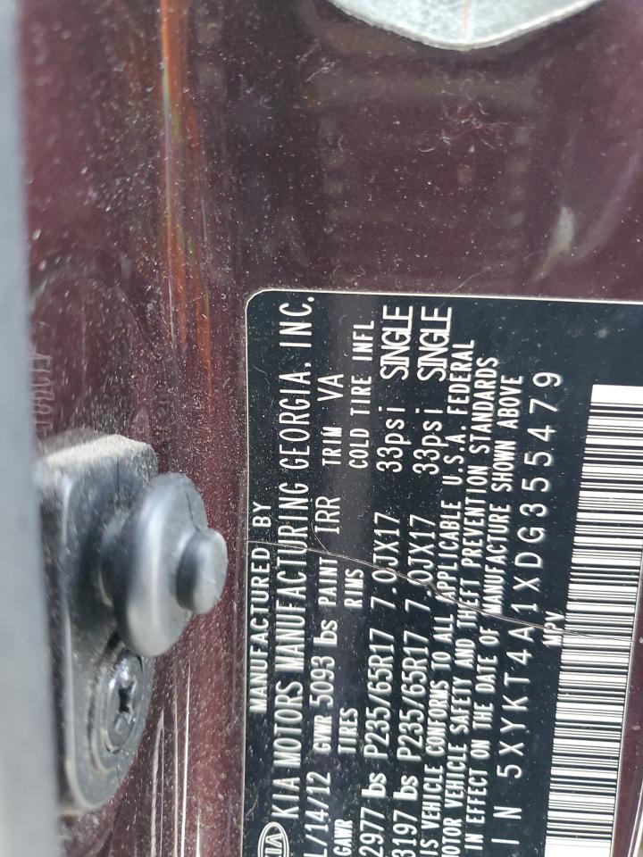 2013 KIA Sorento VIN 5XYKT4A1XDG355479 Copart auction photo, normal wear damage thumbnail 14