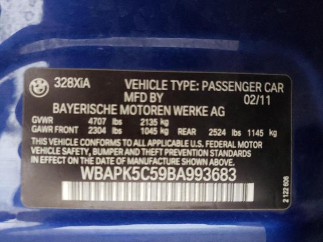 2011 BMW 3er VIN WBAPK5C59BA993683 Copart auction photo, front end / undercarriage damage thumbnail 12
