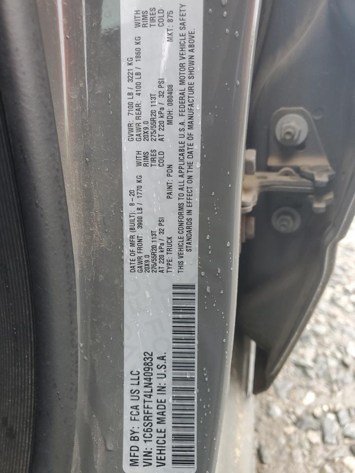2020 RAM 1500 VIN 1C6SRFFT4LN409832 Copart auction photo, undercarriage / rear end damage thumbnail 14