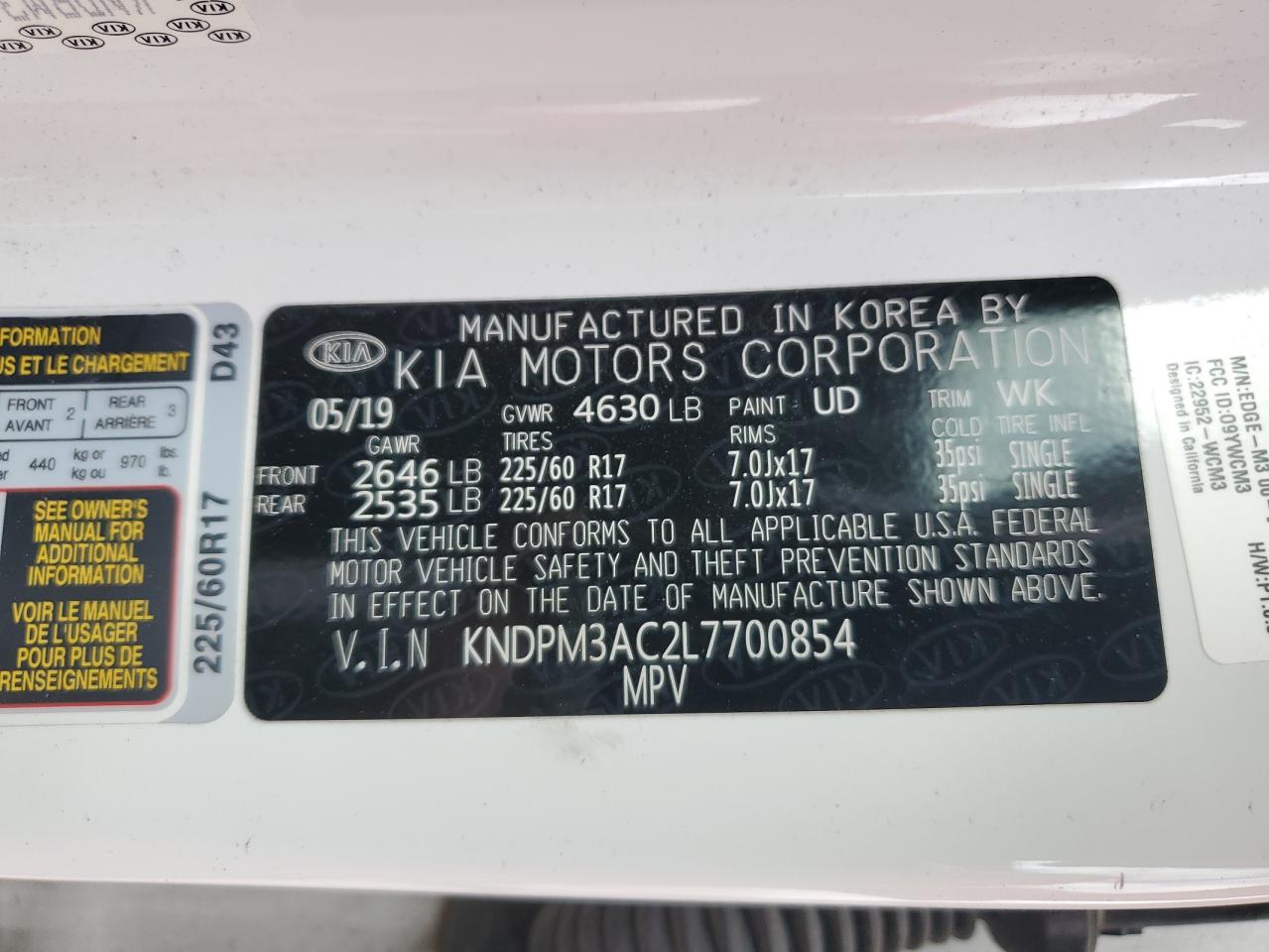 2020 KIA Sportage VIN KNDPM3AC2L7700854 Copart auction photo, all over / undercarriage damage thumbnail 15