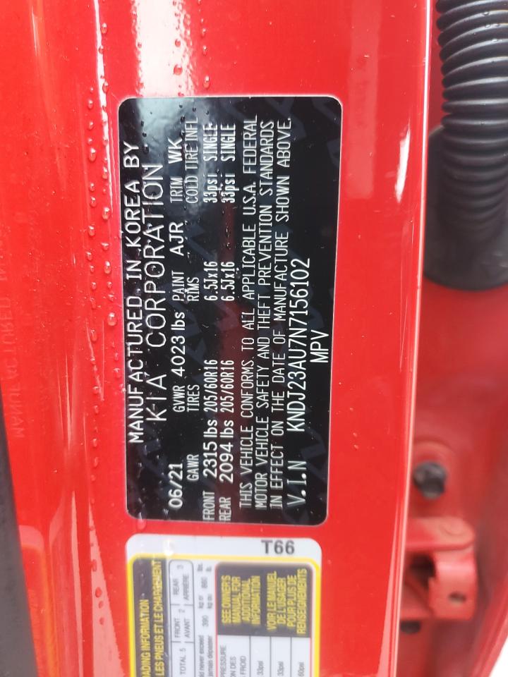 2022 KIA Soul VIN KNDJ23AU7N7156102 Copart auction photo, front end damage thumbnail 15