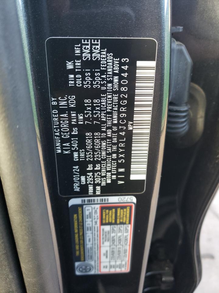 2024 KIA Sorento VIN 5XYRL4JC9RG280443 Copart auction photo, front end damage thumbnail 13
