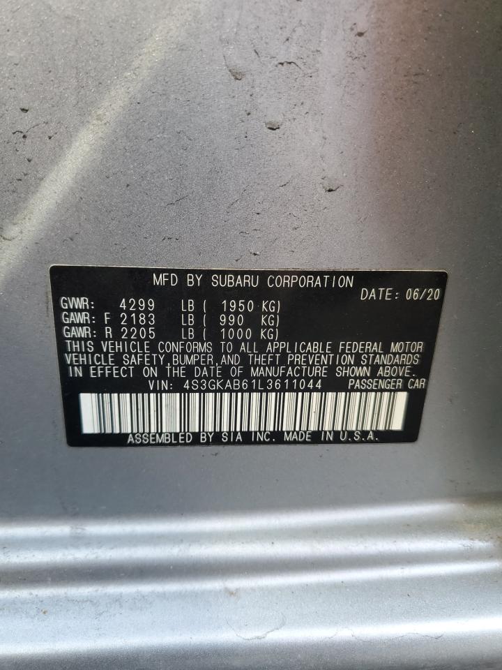2020 Subaru Impreza VIN 4S3GKAB61L3611044 Copart auction photo, top/roof damage thumbnail 12