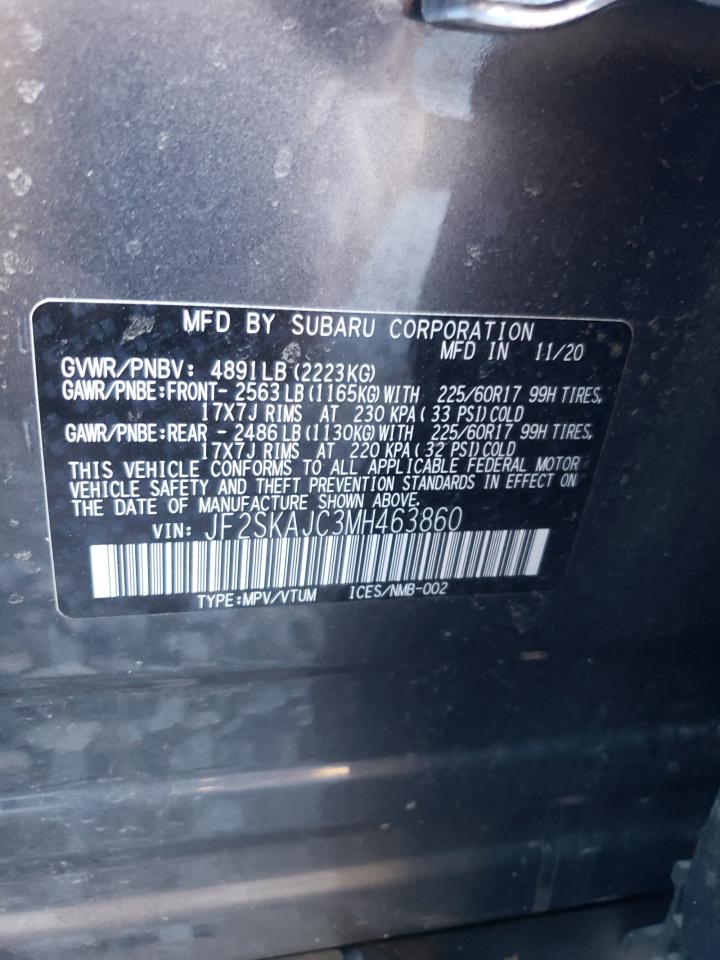 2021 Subaru Forester VIN JF2SKAJC3MH463860 Copart auction photo, rear end / side damage thumbnail 15