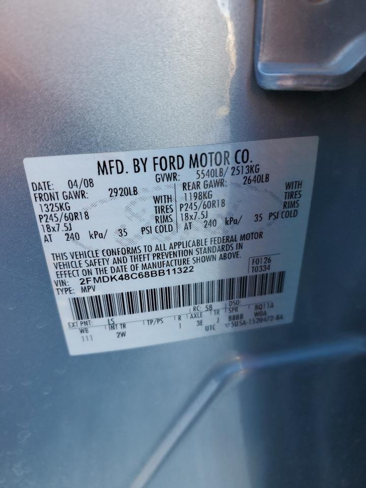 2008 Ford Edge VIN 2FMDK48C68BB11322 Copart auction photo, all over / undercarriage damage thumbnail 14