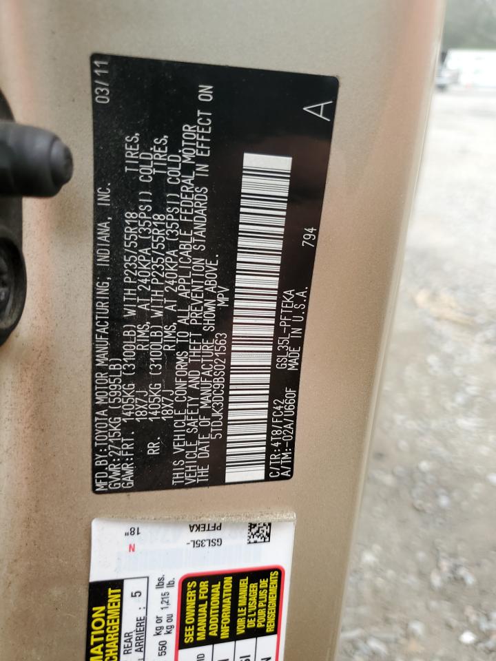 2011 Toyota Sienna VIN 5TDJK3DC9BS021563 Copart auction photo, undercarriage / rear end damage thumbnail 13