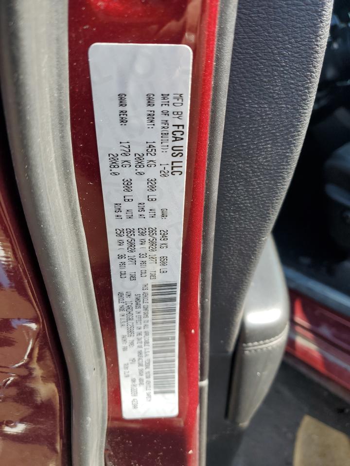 2020 Dodge Durango VIN 1C4RDHDG8LC259856 Copart auction photo, all over damage thumbnail 13