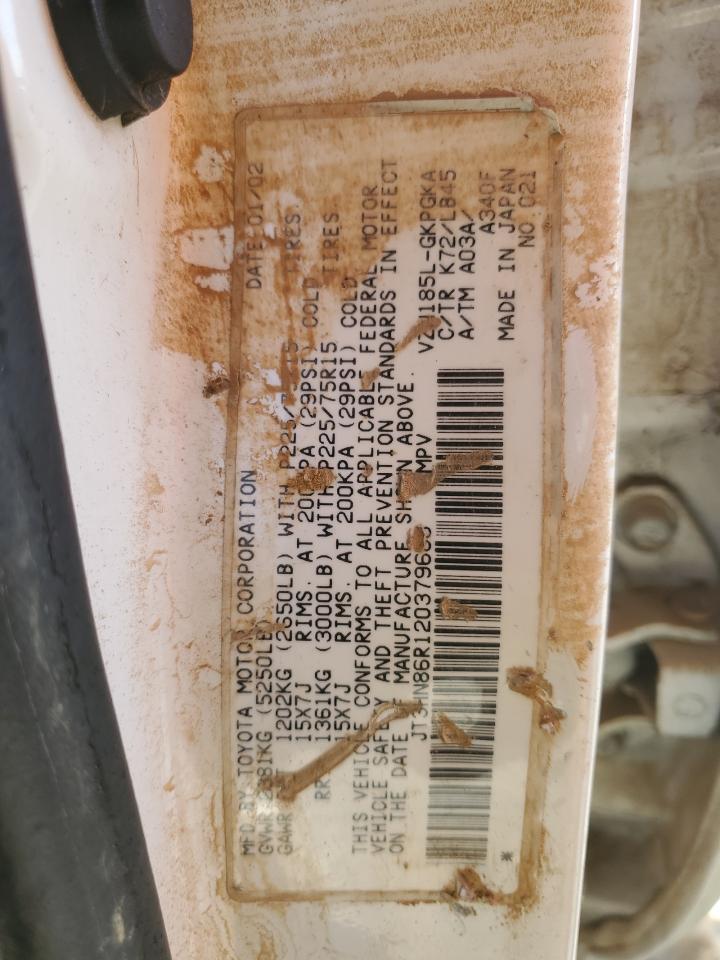 2002 Toyota 4Runner VIN JT3HN86R120379686 Copart auction photo, water/flood / mechanical damage thumbnail 13