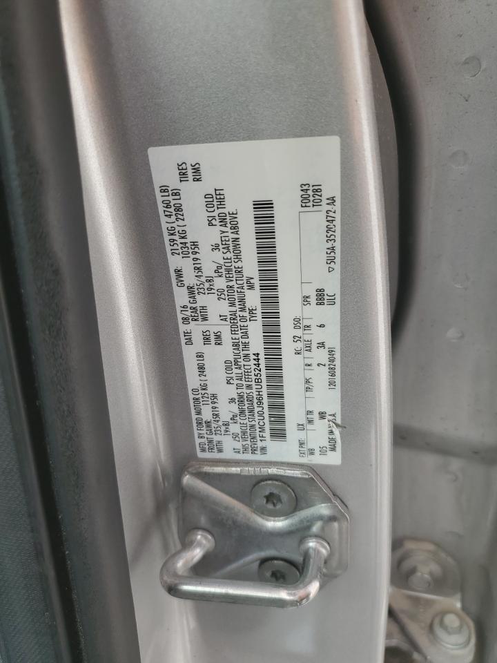 2017 Ford Escape VIN 1FMCU0J96HUB52444 Copart auction photo, front end damage thumbnail 14